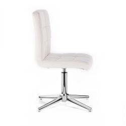 Kosmetická židle TOLEDO na stříbrném kříži - bílá