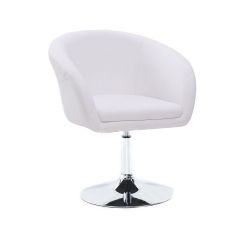Kosmetická židle VENICE na stříbrné kulaté podstavě - bílá