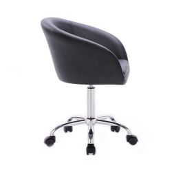 Kosmetická židle VENICE na stříbrné podstavě s kolečky - černá
