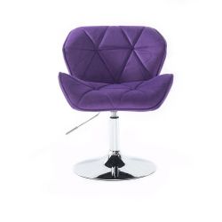 Kosmetická židle MILANO VELUR na stříbrném talíři - fialová