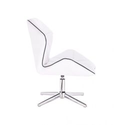 Kosmetická židle MILANO MAX na stříbrném kříži - bílá