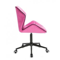 Kosmetická židle MILANO MAX VELUR na černé podstavě s kolečky - růžová