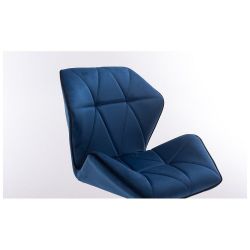 Kosmetická židle MILANO MAX VELUR na černém kříži - modrá
