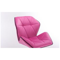 Kosmetická židle MILANO MAX VELUR na stříbrném talíři - růžová