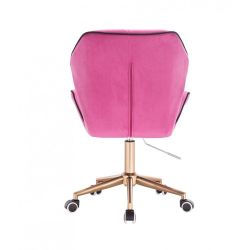 Kosmetická židle MILANO MAX VELUR na zlaté základně s kolečky - růžová