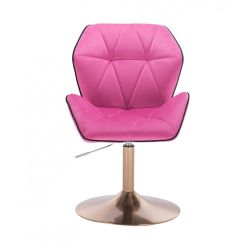 Kosmetická židle MILANO MAX VELUR na zlatém talíři - růžová