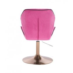 Kosmetická židle MILANO MAX VELUR na zlatém talíři - růžová