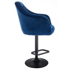 Barová židle ANDORA VELUR  na černém talíři - modrá