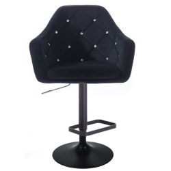 Barová židle ROMA VELUR na černém talíři - černá