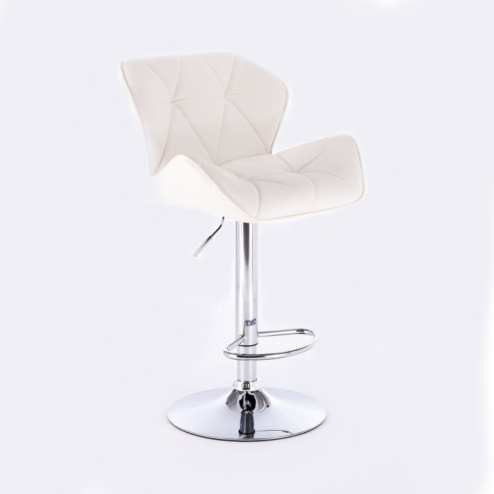 Barová židle MILANO na kulaté stříbrné podstavě - bílá 