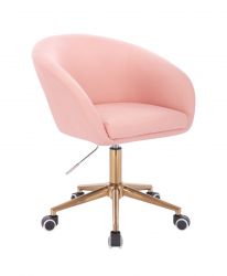  Kosmetická židle VENICE na zlaté základně s kolečky - růžová
