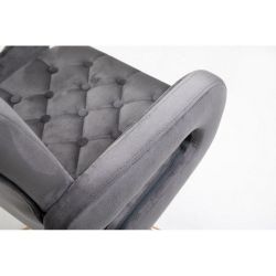 Kosmetická židle BOSTON VELUR na stříbrné podstavě s kolečky - šedá