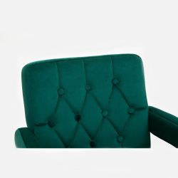 Kosmetická židle BOSTON VELUR na stříbrném kříži - zelená