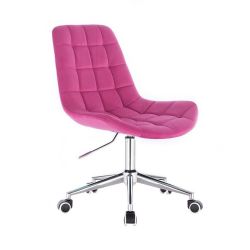 Kosmetická židle PARIS VELUR na stříbrné podstavě s kolečky - růžová