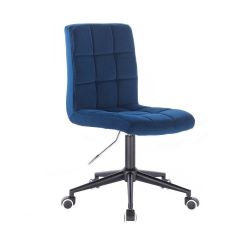 Kosmetická židle TOLEDO VELUR na černé podstavě s kolečky - modrá