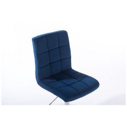 Kosmetická židle TOLEDO VELUR na černém talíři - modrá
