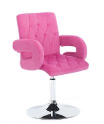Kosmetická židle  BOSTON VELUR na stříbrném talíři - růžová