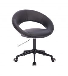 Kosmetická židle NAPOLI na černé podstavě s kolečky - černá