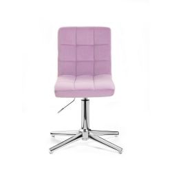 Kosmetická židle TOLEDO VELUR na stříbrném kříži - fialový vřes