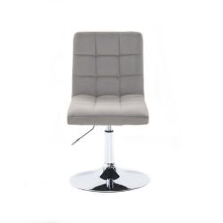 Kosmetická židle TOLEDO VELUR na stříbrném talíři - světle šedá