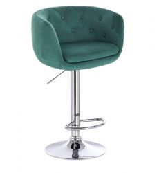 Barová židle MONTANA  VELUR na stříbrném talíři - zelená