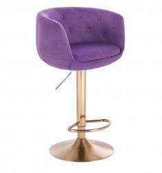 Barová židle MONTANA  VELUR na zlatém talíři - fialová