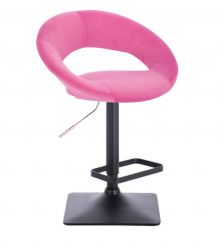 Barová židle NAPOLI  VELUR na černé podstavě - růžová