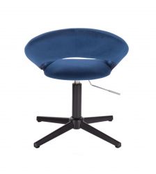 Kosmetická židle NAPOLI VELUR na černém kříži - modrá