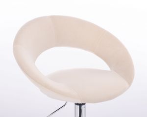 Kosmetická židle NAPOLI VELUR na zlaté podstavě s kolečky - krémová