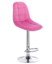 Barová židle SAMSON VELUR na stříbrném talíři - růžová