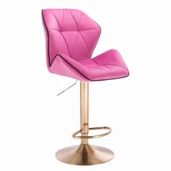 Barová židle MILANO MAX VELUR na zlatém talíři - růžová