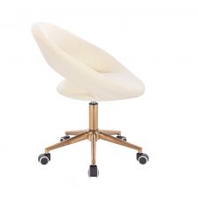 Kosmetická židle NAPOLI na zlaté podstavě s kolečky - krémová