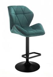 Barová židle MILANO MAX VELUR na černém talíři - zelená