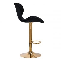 Barová židle QS-B15 VELVET VELUR na zlatém talíři - černá
