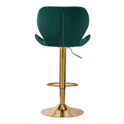 Barová židle QS-B15 VELVET VELUR na zlatém talíři - zelená