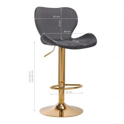 Barová židle QS-B15 VELVET VELUR na zlatém talíři - černá