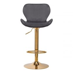 Barová židle QS-B15 VELVET VELUR na zlatém talíři - šedá
