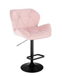 Barová židle MILANO VELUR na černém talíři - světle růžová