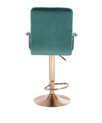 Barová židle VERONA VELUR na zlatém talíři - zelená