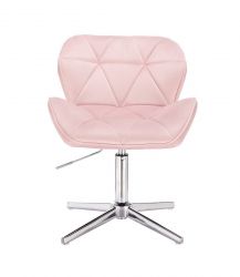 Kosmetická židle MILANO VELUR na stříbrném kříži - světle růžová