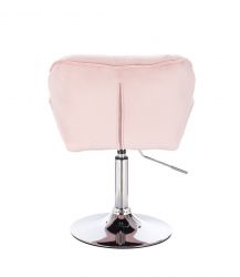 Kosmetická židle MILANO VELUR na stříbrném talíři - světle růžová