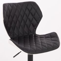 Kosmetická židle MATRIX na stříbrné podstavě s kolečky - černo bílá