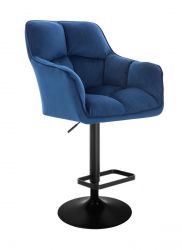 Barová židle AMALFI VELUR na černém talíři - modrá