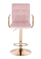 Barová židle VERONA GOLD VELUR na zlatém talíři - růžová