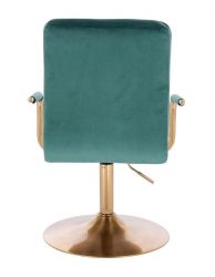 Kosmetická židle VERONA GOLD VELUR na zlatém talíři - zelená