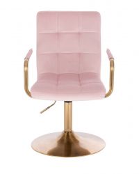 Kosmetická židle VERONA GOLD VELUR na zlatém talíři - růžová