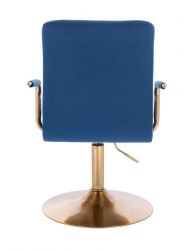 Kosmetická židle VERONA GOLD VELUR na zlatém talíři - modrá