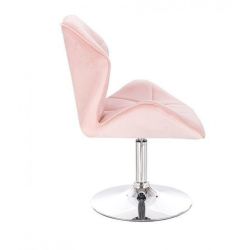 Kosmetická židle MILANO MAX VELUR na stříbrném talíři - světle růžová