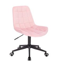  Kosmetická židle PARIS VELUR na černé podstavě s kolečky - světle růžová