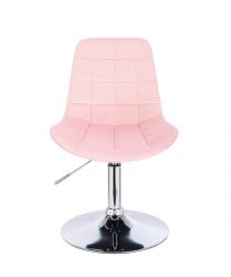 Kosmetická židle PARIS VELUR na stříbrném talíři - světle růžová